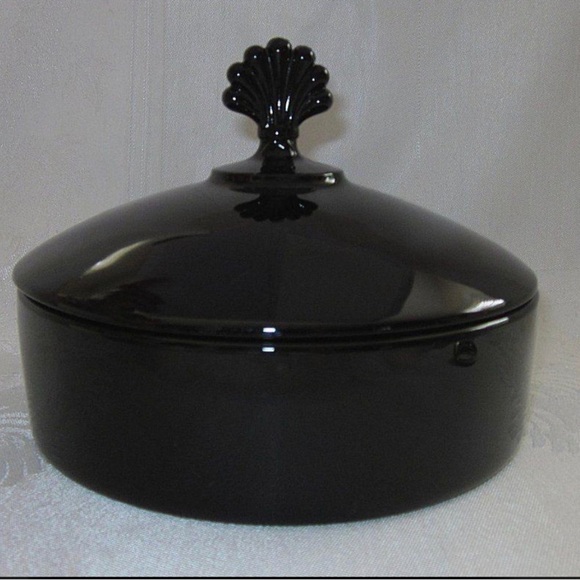 Cambridge black amethyst glass 3 Sectioned Part Lidded Candy Dish Fan Finialtr - Picture 6 of 8